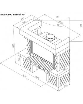 Каминная облицовка ЕВРОПЕЙСКИЕ КАМИНЫ Прага пристенный/угловой (45°/90°); 700/800-foto7