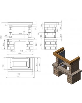 Каминная облицовка ЕВРОПЕЙСКИЕ КАМИНЫ Сантандер под гриль-топку "Hergom", арт. Asador H04/100-foto2