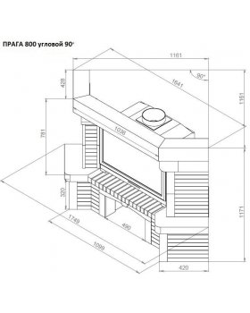 Каминная облицовка ЕВРОПЕЙСКИЕ КАМИНЫ Прага пристенный/угловой (45°/90°); 700/800-foto8