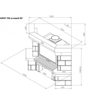 Каминная облицовка ЕВРОПЕЙСКИЕ КАМИНЫ Кипр 700 угловой (90°), темный орех-foto2