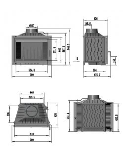 Топка Baron 14 кВт, 700 мм, дымоход d-200мм-foto2