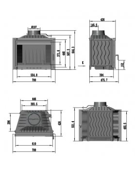 Топка Baron 14 кВт, 700 мм, дымоход d-200мм-foto2