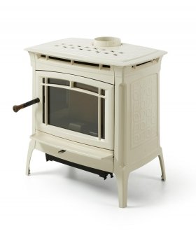 Печь-камин HERGOM Manchester дровяная (кремовая эмаль)-foto2