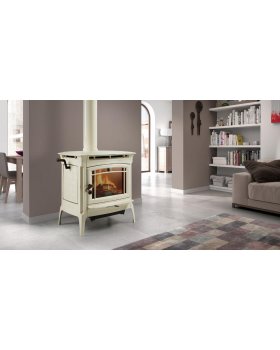 Печь-камин HERGOM Manchester дровяная (кремовая эмаль)