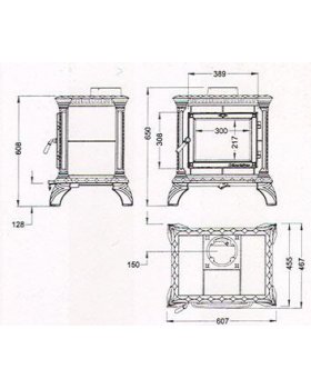 Печь-камин HERGOM Tribute дровяная (светло-голубая эмаль)-foto3