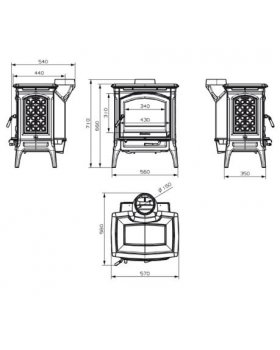 Печь-камин HERGOM CRAFTSBURY дровяная, окрашена в черный цвет-foto3