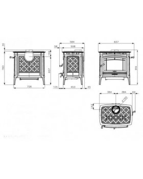 Печь-камин HERGOM Manchester дровяная (черный чугун)-foto3