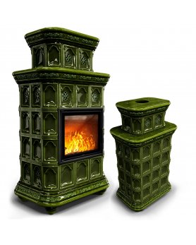 Печь дровяная с изразцами Истра центральный двухъярусный Хвоя-foto2