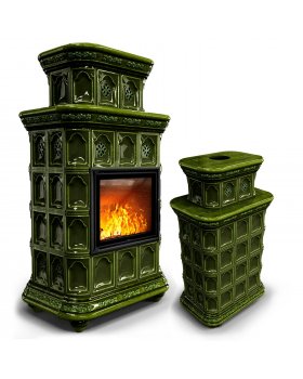 Печь дровяная с изразцами Истра центральный двухъярусный Хвоя-foto2