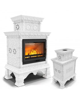 Изразцовая печь Кострома центральный двухъярусный Белый