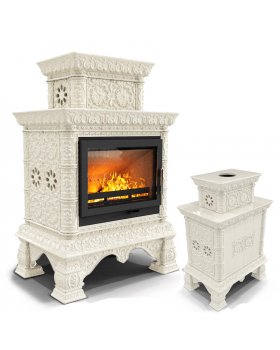 Изразцовая печь Кострома центральный двухъярусный Ваниль