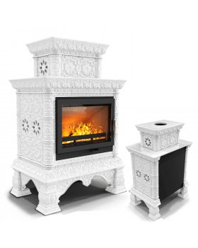 Изразцовая печь Кострома пристенный двухъярусный Белый