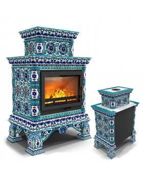 Изразцовая печь Кострома пристенный двухъярусный Февраль