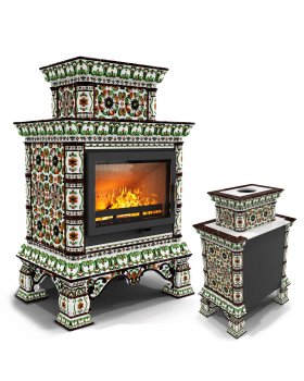 Изразцовая печь Кострома пристенный двухъярусный Ноябрь