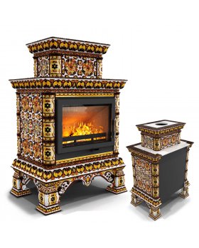 Изразцовая печь Кострома пристенный двухъярусный Октябрь