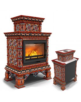 Изразцовая печь Кострома пристенный двухъярусный Сентябрь