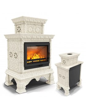 Изразцовая печь Кострома пристенный двухъярусный Ваниль