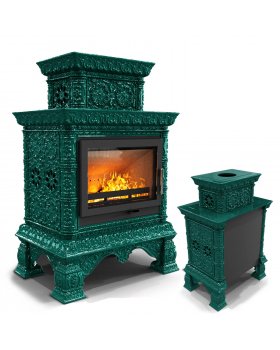 Изразцовая печь Кострома пристенный двухъярусный Волна