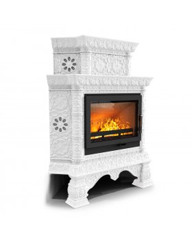 Изразцовая печь Кострома угловой двухъярусный Белый