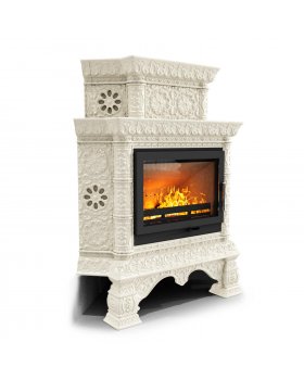 Изразцовая печь Кострома угловой двухъярусный Ваниль