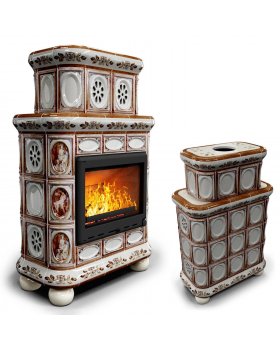 Изразцовый камин Медальон центральный двухъярусный Модерн