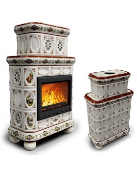 Изразцовый камин Медальон центральный двухъярусный Усадьба