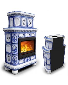 Изразцовый камин Медальон пристенный двухъярусный Голландия