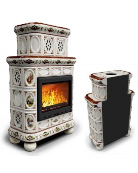 Изразцовый камин Медальон пристенный двухъярусный Усадьба