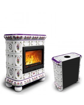 Изразцовый камин Медальон пристенный Ирисы