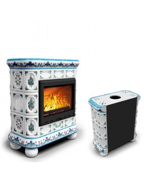 Изразцовый камин Медальон пристенный Незабудки