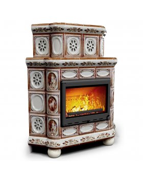 Изразцовый камин Медальон угловой двухъярусный Модерн