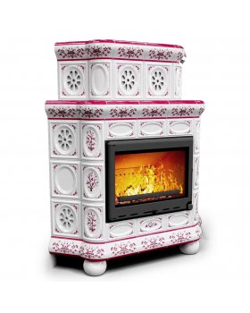Изразцовый камин Медальон угловой двухъярусный Сакура
