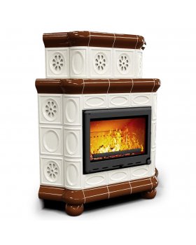 Изразцовый камин Медальон угловой двухъярусный Шоколад