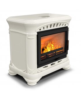 Камин с изразцами Модерн центральный Ваниль