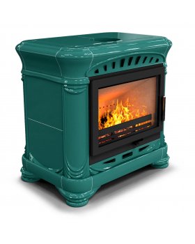 Камин с изразцами Модерн центральный Волна