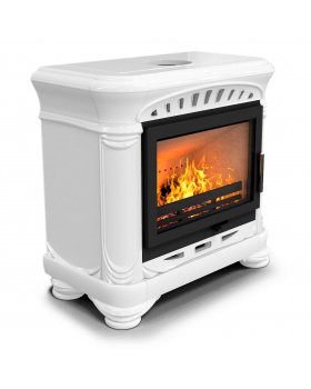 Камин с изразцами Модерн пристенный Белый