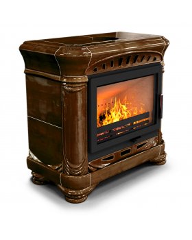 Камин с изразцами Модерн пристенный Каштан