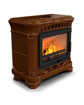 Камин с изразцами Модерн пристенный Шоколад