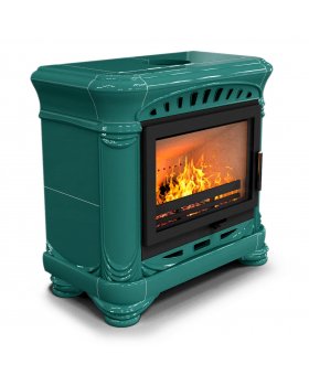 Камин с изразцами Модерн пристенный Волна