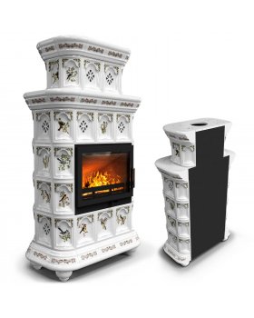 Керамическая печь Истра пристенный двухъярусный Птицы