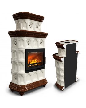 Керамическая печь Истра пристенный двухъярусный Шоколад