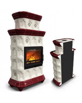 Керамическая печь Истра пристенный двухъярусный Вишня