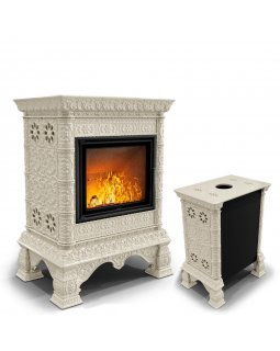 Кострома пристенный Ваниль. Изразцовый камин-печь на дровах