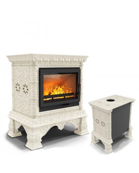 Кострома пристенный Ваниль. Изразцовый камин-печь на дровах