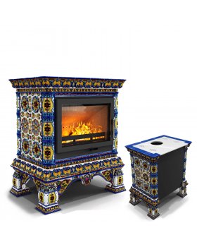 Кострома пристенный Январь. Изразцовый камин-печь на дровах