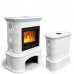 Печь длительного горения для дачи с высоким КПД Прованс с дровником центральный Белый.