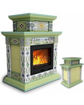 Печь камин керамическая для дачи Билибин центральный двухъярусный Весна