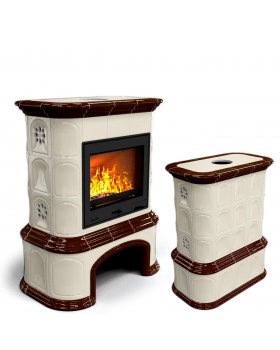 Прованс с дровником центральный Шоколад. Камин для дома на дровах