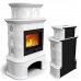 Прованс с дровником пристенный двухъярусный Белый. Камин на дровах для частного дома