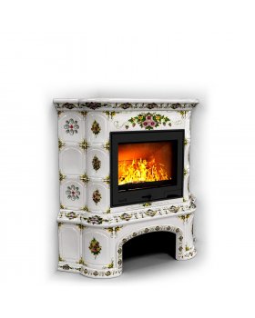 Прованс с дровником угловой Лето. Домашний камин с изразцами